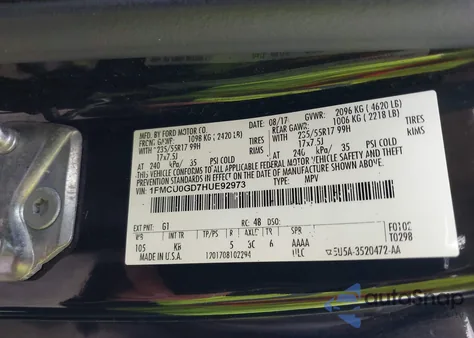 2017 Ford Escape Se z USA, uszkodzony, nr VIN 1FMCU0GD7HUE92973